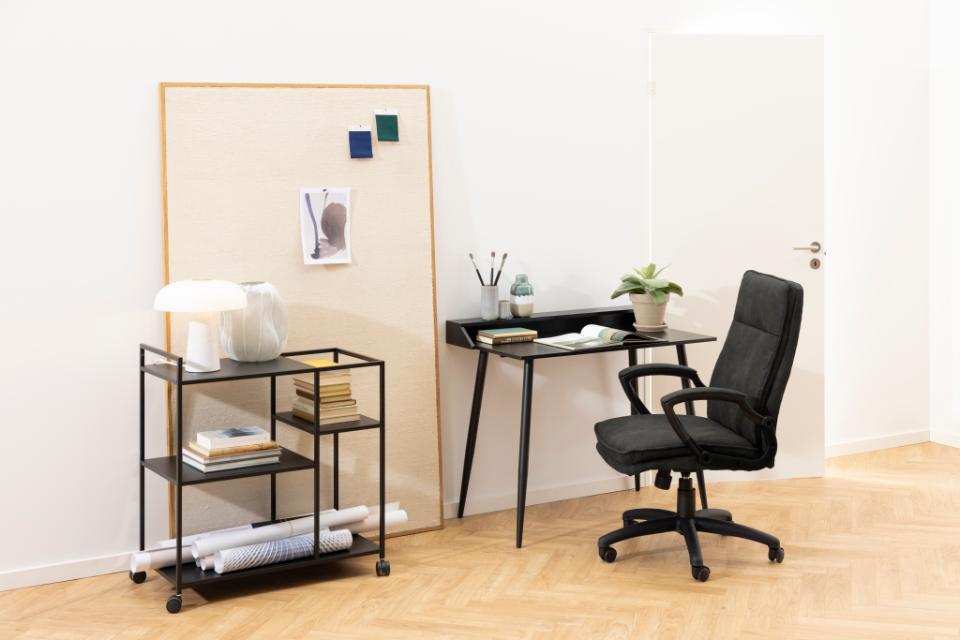 Brad Black Fabric Home Office Desk Chair With Brake Castors, Gas lift, Swivel And Tilt