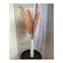 Load image into Gallery viewer, 3 stems of artificial brown pampas in a white glass vase in a room set by homestreet