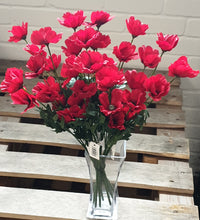 Load image into Gallery viewer, 10 Red Remembrance Day Poppy Spray Stems 45cm Artificial Flowers 40 Flower Heads Wild Poppies