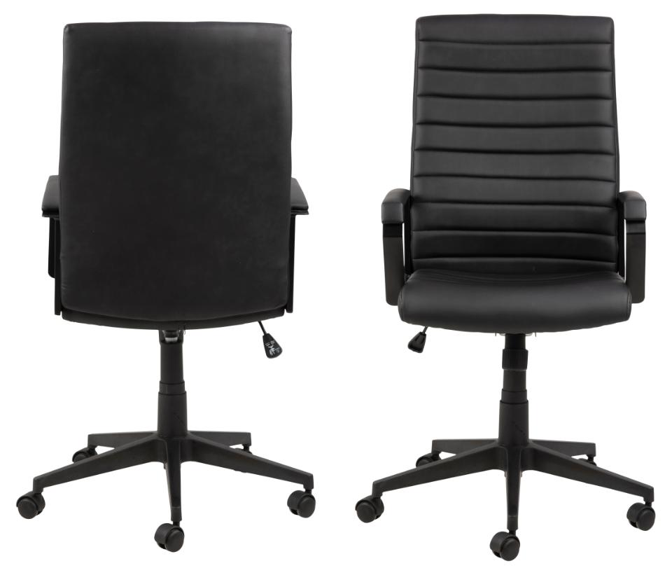 Charles Stylish Black Home Office Desk Chair With Brake Castors, Seat Adjustment, Swivel And Tilt