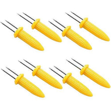 Load image into Gallery viewer, 8pk Corn On The Cob Skewers Sweetcorn Holders BBQ Prongs Spikes Party Food Tool