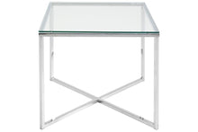 Load image into Gallery viewer, Cross Glass Designer Lamp Or Side Table In Clear, Smoked or Black, Round or Square Shape