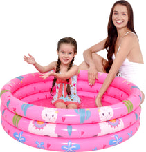 Load image into Gallery viewer, Great Value 39" Round Inflatable Pool Cute Alpaca Paddling Pool Baby Water Splash to Cool Down or Use as Ball Pit 100cm by 30cm in Pink or Blue