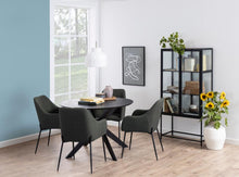Load image into Gallery viewer, Duncan Desiderio Black Oak Dining Table With Round Top And Cross Legs, 4 Seats