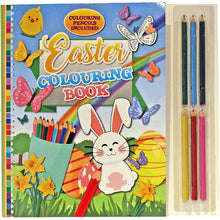 Load image into Gallery viewer, Easter Colouring Book With Pencils Perfect For Prizes, Visiting Family, Rainy Days, Easter Fetes, Fayres Or Egg Hunts
