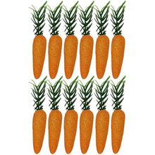 Load image into Gallery viewer, Pack Of 12 Glitter Carrots For Easter Bunny Egg Hunt Or Bonnet Decoration 8cm