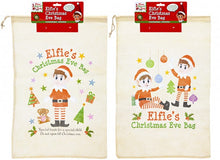 Load image into Gallery viewer, Drawstring Elf Christmas Eve Bag Sack Stocking - 55cm x 36cm