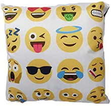 Load image into Gallery viewer, Satin Soft Touch Emoji Cushion Square 17" Best Quality Smiley Face Cushions with Polyester inner