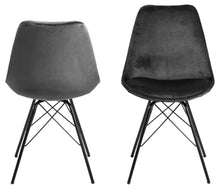 Load image into Gallery viewer, Eris Dark Grey Designer Fabric Chairs With Black Metal Coated Base Set Of 2