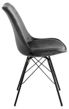 Load image into Gallery viewer, Eris Dark Grey Designer Fabric Chairs With Black Metal Coated Base Set Of 2