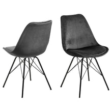 Load image into Gallery viewer, Eris Dark Grey Designer Fabric Chairs With Black Metal Coated Base Set Of 2