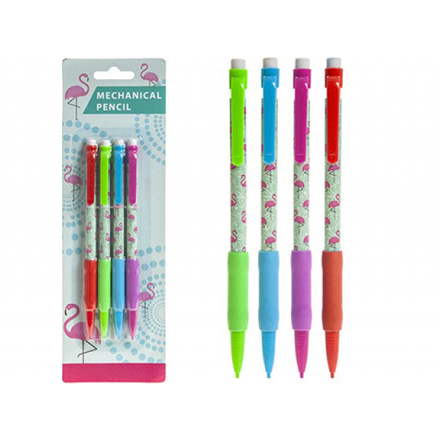 Flamingo Theme Pack of 4 Mechanical Pencils Stationery Gift Pack
