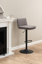 Load image into Gallery viewer, Fabulous Flynn Designer Bar Stool In Light Grey Fabric And Metal Legs x 2 Barstools