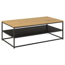 Load image into Gallery viewer, Gila Large Rectangular Coffee Table With Black Shelf And Metal Base 120x60x42cm
