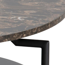 Load image into Gallery viewer, Goldington Coffee Table Round With Brown Marble Top, Black Shelf And Metal Base 80cm