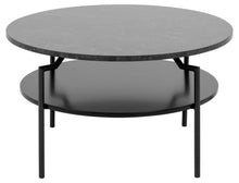 Load image into Gallery viewer, Goldington Coffee Table Round With Black Marble Top, Black Shelf And Metal Base 80cm