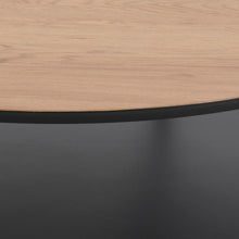 Load image into Gallery viewer, Goldington Coffee Table Round With Oak Top, Black Shelf And Metal Base 80cm