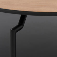 Load image into Gallery viewer, Goldington Coffee Table Round With Oak Top, Black Shelf And Metal Base 80cm