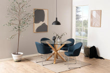 Load image into Gallery viewer, Heaven Round Dining Table Glass Large Solid Designer Metal Oak Foil Base 119cm