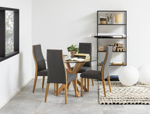 Load image into Gallery viewer, Heaven Round Dining Table Glass Large Solid Designer Metal Oak Foil Base 119cm