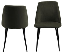 Load image into Gallery viewer, Ines Luxury Fabric Dining Chair In Olive Green With Black Metal Legs, Set Of 4 Chairs