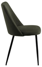 Load image into Gallery viewer, Ines Luxury Fabric Dining Chair In Olive Green With Black Metal Legs, Set Of 4 Chairs