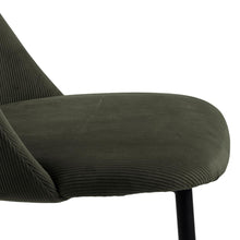 Load image into Gallery viewer, Ines Luxury Fabric Dining Chair In Olive Green With Black Metal Legs, Set Of 4 Chairs