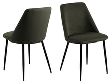 Load image into Gallery viewer, Ines Luxury Fabric Dining Chair In Olive Green With Black Metal Legs, Set Of 4 Chairs