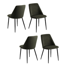 Load image into Gallery viewer, Ines Luxury Fabric Dining Chair In Olive Green With Black Metal Legs, Set Of 4 Chairs