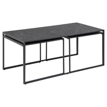 Load image into Gallery viewer, Infinity 3pc Coffee Table With Black Marble Melamine Top Metal Base, Versatile 3 Table Design 120x60cm