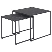 Load image into Gallery viewer, Infinity Black Melamine Marble Print Nest Of Tables Slim And Subtle Design 50x50x45cm