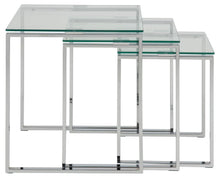 Load image into Gallery viewer, Katrine Nest Of Tables In Clear Glass With Metal Chrome Frames 3pc 50cm