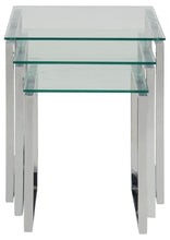 Load image into Gallery viewer, Katrine Nest Of Tables In Clear Glass With Metal Chrome Frames 3pc 50cm