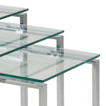 Load image into Gallery viewer, Katrine Nest Of Tables In Clear Glass With Metal Chrome Frames 3pc 50cm