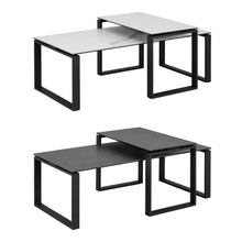 Load image into Gallery viewer, Katrine Black Ceramic Coffee Table Set, 2 Moveable Rectangle Tables 115x55cm 69x40cm