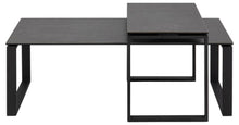 Load image into Gallery viewer, Katrine Black Ceramic Coffee Table Set, 2 Moveable Rectangle Tables 115x55cm 69x40cm