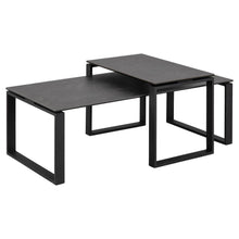 Load image into Gallery viewer, Katrine Black Ceramic Coffee Table Set, 2 Moveable Rectangle Tables 115x55cm 69x40cm