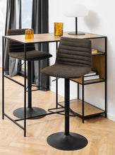 Load image into Gallery viewer, Kimmy Designer Bar Stools, Set Of 2 With Grey Fabric And Adjustable Black Metal Base