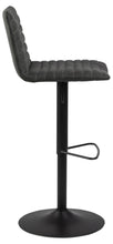 Load image into Gallery viewer, Kimmy Designer Bar Stools, Set Of 2 With Grey Fabric And Adjustable Black Metal Base