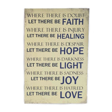 Load image into Gallery viewer, Large Wooden Sign Let There Be Faith, Healing, Hope, Light, Joy And Love Gift Plaque 60x40cm