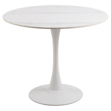 Load image into Gallery viewer, Malta Round White Ceramic Designer Dining Table With Solid Curve Metal Base 90x75cm