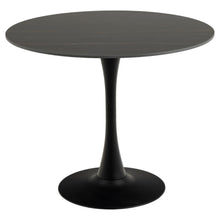 Load image into Gallery viewer, Malta Round Black Ceramic Designer Dining Table Curve Metal Base Marble Look 90x75cm