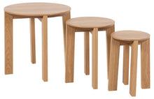 Load image into Gallery viewer, Maxime Trio Nest Of Tables In Oak Round 3pc 50cm