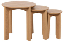 Load image into Gallery viewer, Maxime Trio Nest Of Tables In Oak Round 3pc 50cm