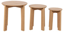 Load image into Gallery viewer, Maxime Trio Nest Of Tables In Oak Round 3pc 50cm