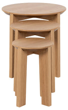 Load image into Gallery viewer, Maxime Trio Nest Of Tables In Oak Round 3pc 50cm