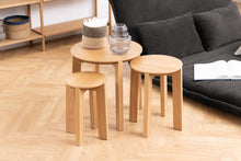 Load image into Gallery viewer, Maxime Trio Nest Of Tables In Oak Round 3pc 50cm