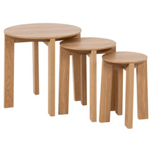 Load image into Gallery viewer, Maxime Trio Nest Of Tables In Oak Round 3pc 50cm