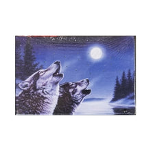 Load image into Gallery viewer, Mini LED Light Up Christmas Hanging Or Standing Canvas Picture 15x10cm 2 Wolves Howling Scene