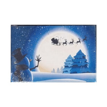 Load image into Gallery viewer, Mini LED Light Up Christmas Hanging Or Standing Canvas Picture 15x10cm Waving Snowman And Sleigh Scene